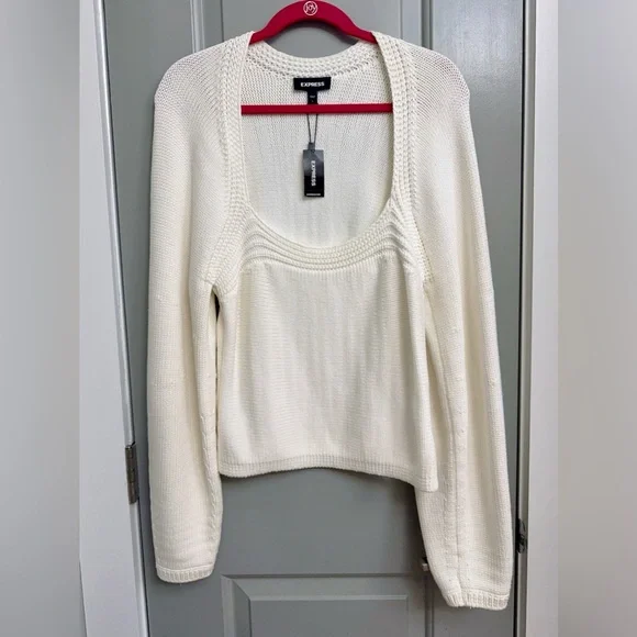 Express Cream Knit Pullover Size Large NWT - Picture 3 of 3
